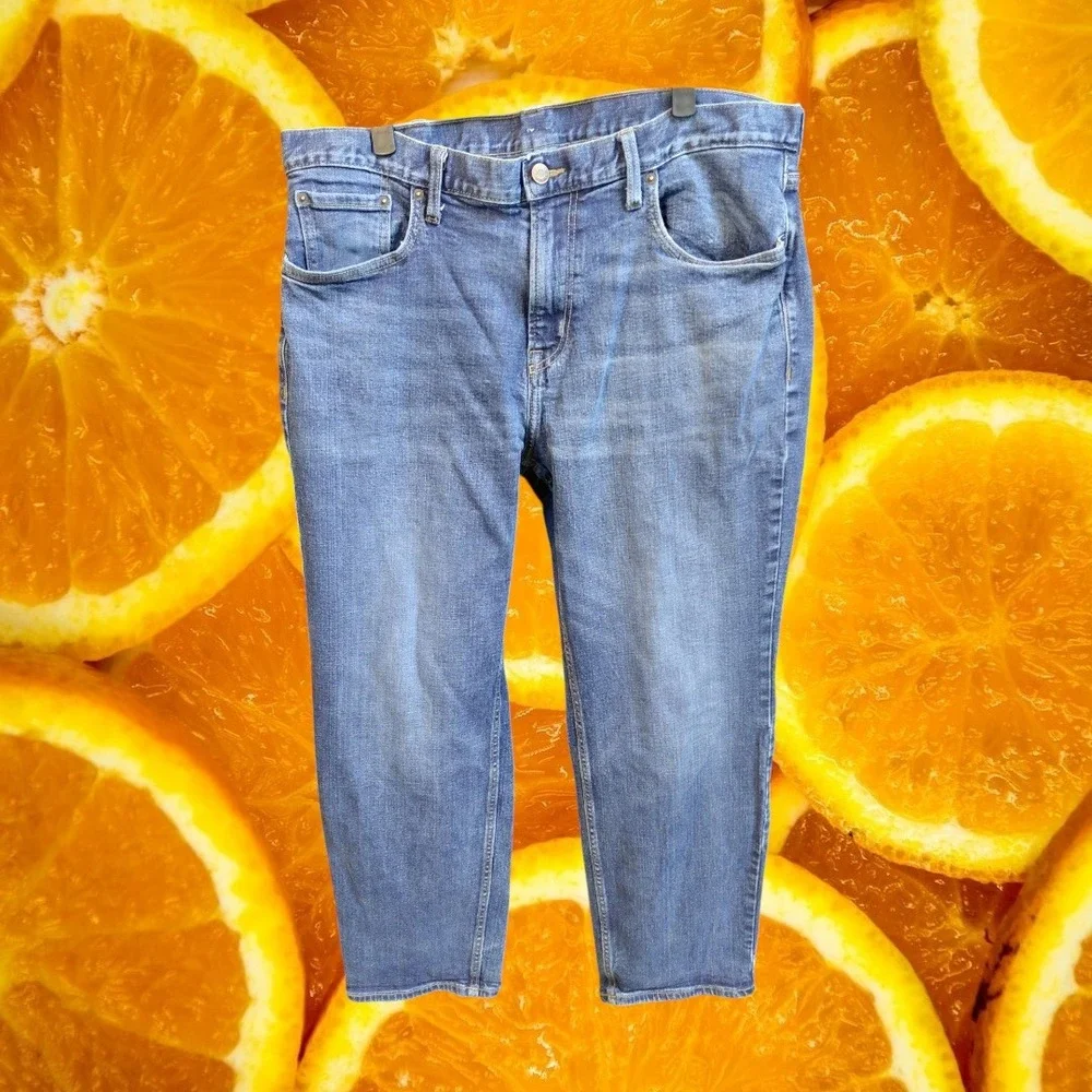 Old Navy Mens Straight Leg Blue Denim Jeans Medium Wash 38x29 Stretch Cotton